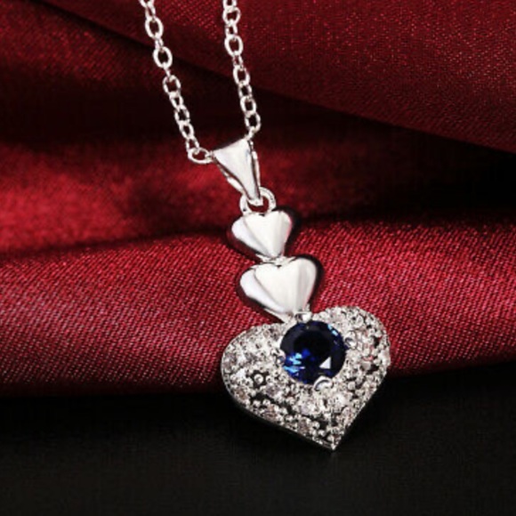 Jewelry - 925 sterling silver chain Heart crystal necklace